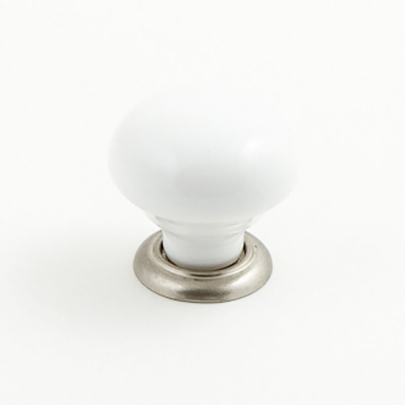 Castella Heritage Estate White Porcelain With Brushed Nickel Base 35mm Round Knob 62 035 19 1