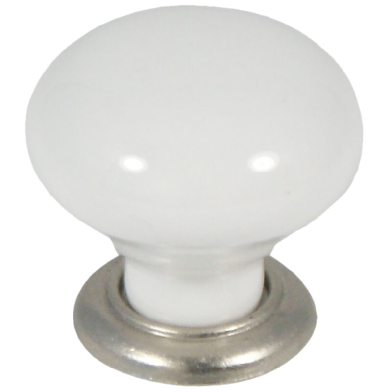 Castella Heritage Estate White Porcelain With Brushed Nickel Base 35mm Round Knob 62 035 19 2