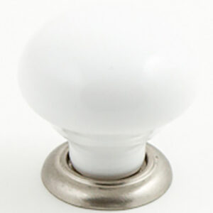 Castella Heritage Estate White Porcelain With Brushed Nickel Base 35mm Round Knob 62 035 19