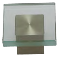 Dorset Verve Collection Glass Head Dull Brushed Nickel Base 48mm Square Knob