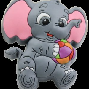 Cute Cartoon Grey Baby Elephant with Ball Rubber 46mm Knob