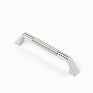 Castella Geometric Facet Stainless Steel and Polished Chrome C Pull 128mm Handle