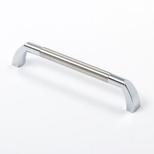 Castella Statement Accent Stainless Steel and Polished Chrome C Pull 128mm Handle