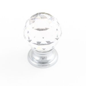 Castella Heritage Sovereign Sphere Transparent Crystal with Polished Chrome Base 30mm Round Knob