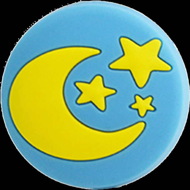 4345 Yellow Moon And Stars On Blue Background 40mm Round Soft Rubber Knob