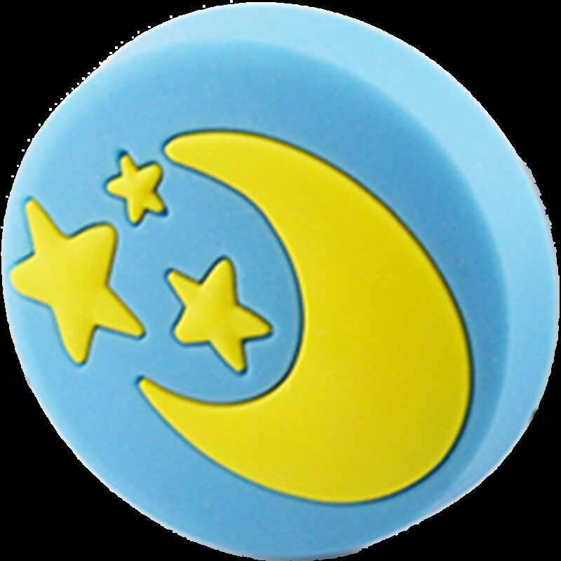 4346 Yellow Moon And Stars On Blue Background 40mm Round Soft Rubber Knob