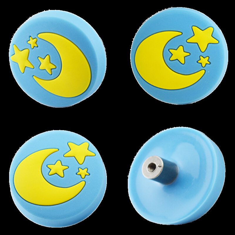 4352 Yellow Moon And Stars On Blue Background 40mm Round Soft Rubber Knob