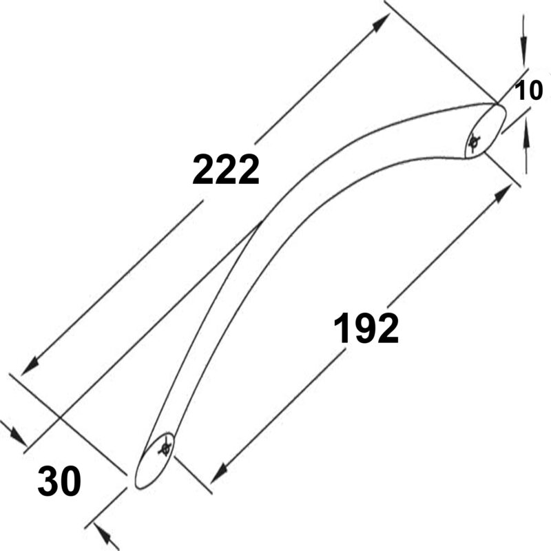 Furnware Dorset Locarno Satin Nickel 192mm Bow C Pull Handle Strt192 Sn Diagram