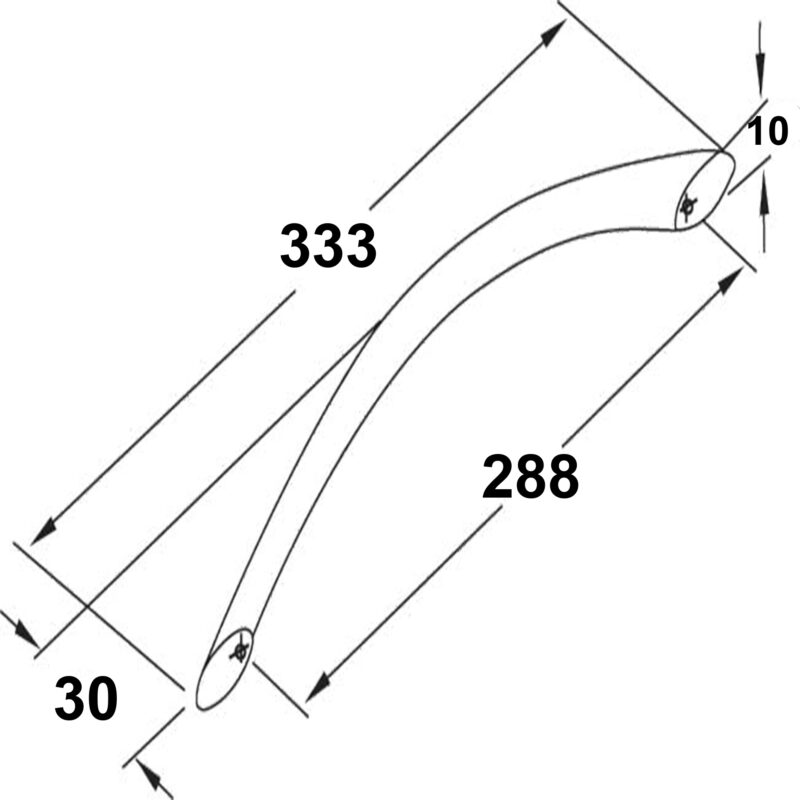 Furnware Dorset Locarno Satin Nickel 288mm Bow C Pull Handle Strt288 Sn Diagram