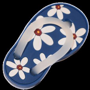 5161 Blue With White Daisy Flower Soft Plastic 68mm Left Foot Thong Knob