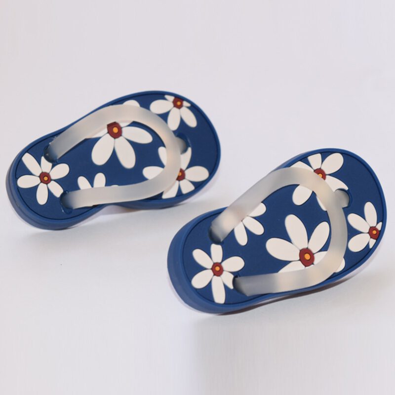 5168 Blue With White Daisy Flower Soft Plastic 68mm Right Foot Thong Knob