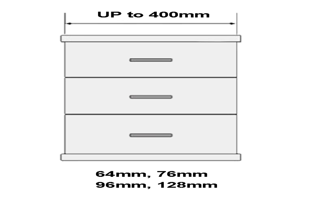 Handle Measurements Large 400mm Drawer